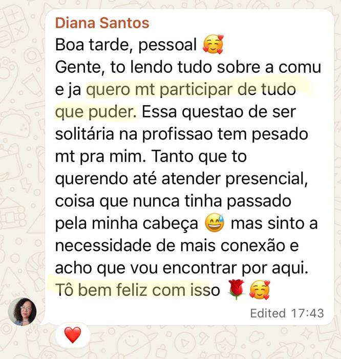 Depoimento de participante da Comu